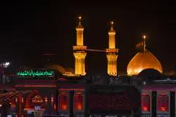 صورة قبة حرم الإمام الحسين عليه السلام مع المآذن في ليالي محرم الحرام